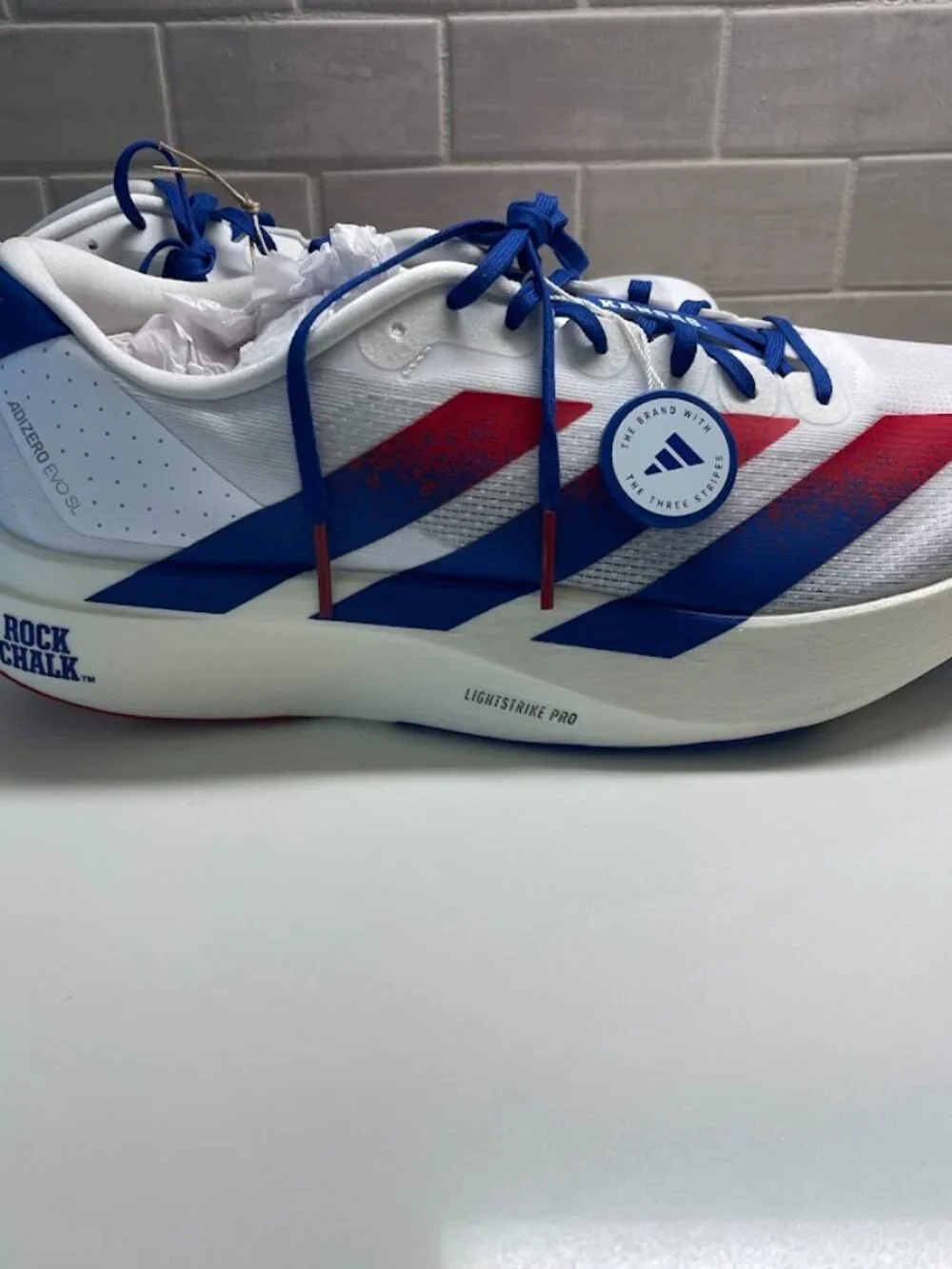 Kansas Jayhawks adidas Size 12.5/13.5 Unisex Adizero Evolution SL Running Shoes